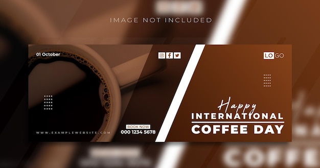Vetor banner de capa da linha do tempo do dia internacional do café