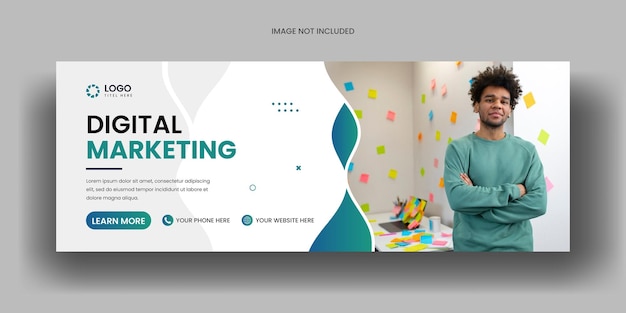 Banner de capa de linha do tempo do facebook de mídia social de marketing digital e modelo de banner da web de negócios