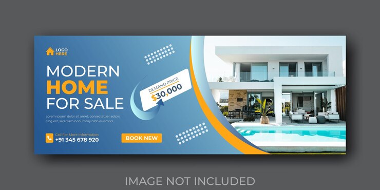 Banner de capa do facebook de propriedade de casa imobiliária