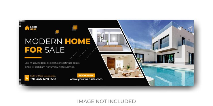 Banner de capa do facebook de propriedade de casa imobiliária