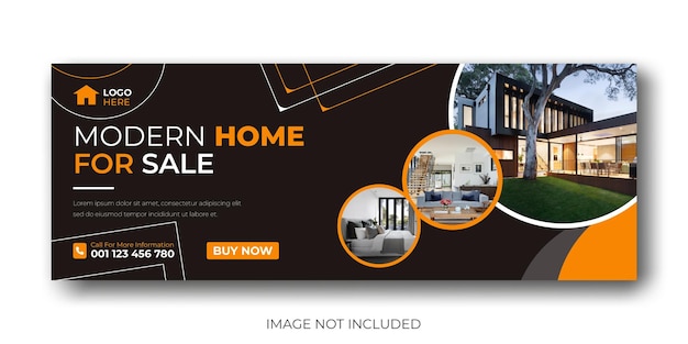 Banner de capa do facebook de propriedade de casa imobiliária