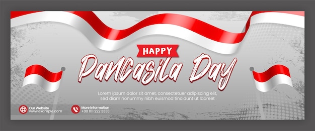 Banner de capa do Facebook Pancasila Day Layout para modelo de mídia social com bandeira da Indonésia