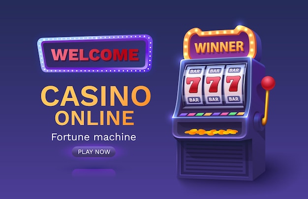 Banner de cassino máquina de slots vencedor do jackpot fortuna do vetor de sorte ilustração