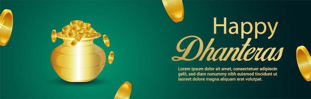 Banner de celebração do feliz dhanteras do festival indiano