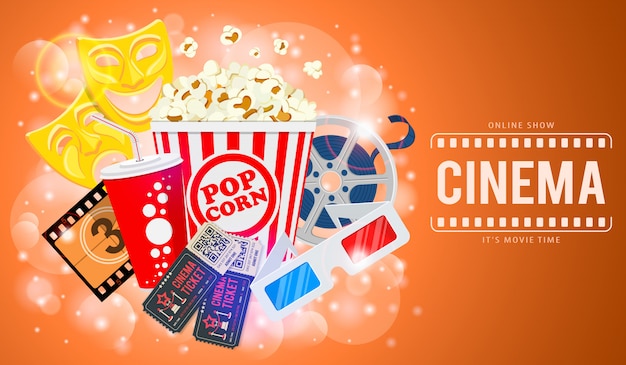 Vetor banner de cinema e filme