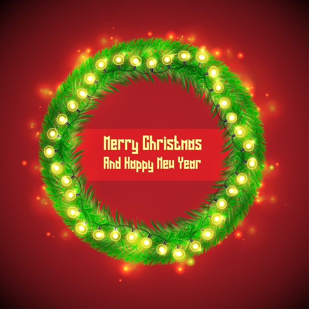 Banner de círculo de grinalda de abeto de Natal