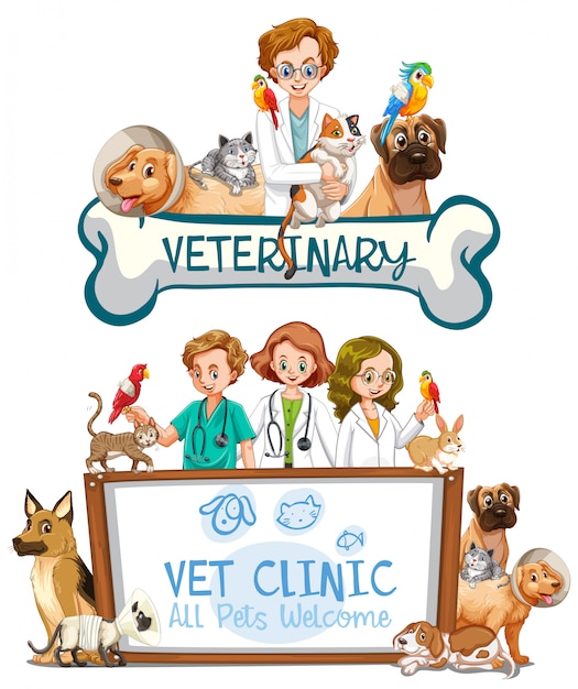 Banner de clínica veterinária em fundo branco