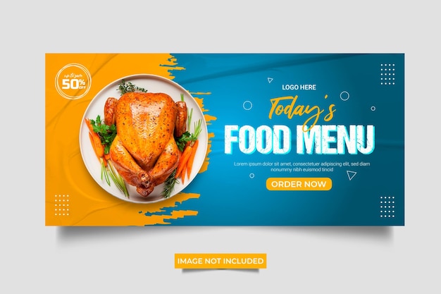 Banner de comida deliciosa e design de modelo de banner da web