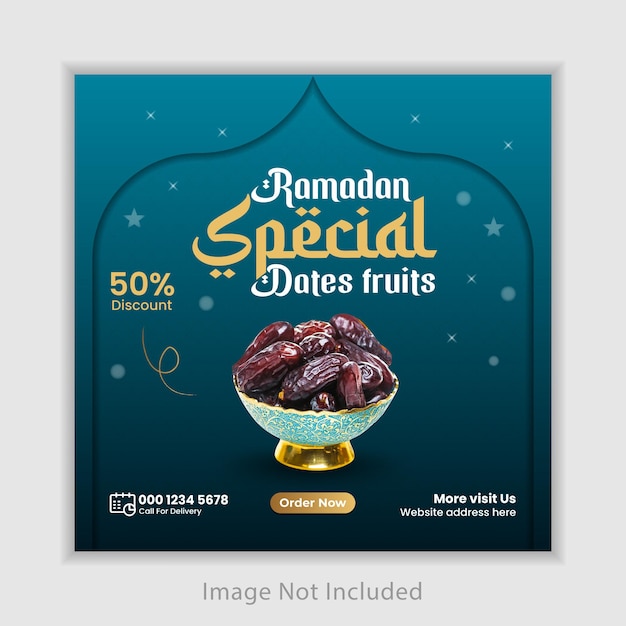 Vetor banner de comida especial do ramadã e design de modelo de postagem de mídia social