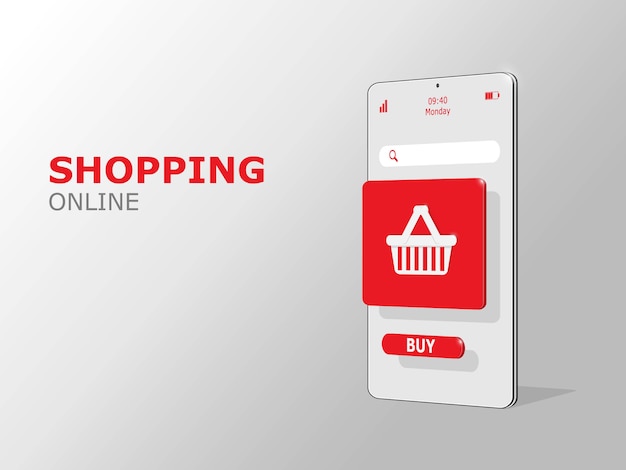 Vetor banner de compras online, aplicativo móvel