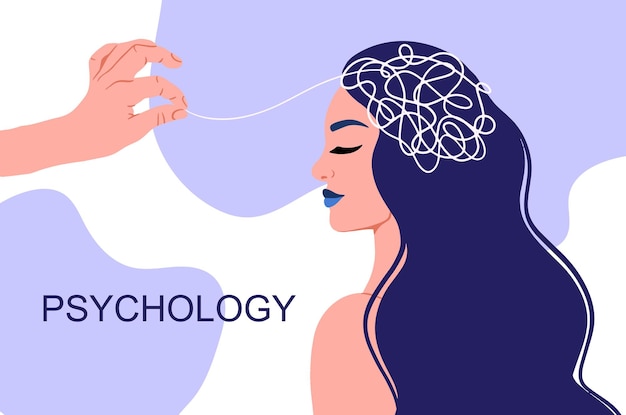 Vetor banner de conceito de psicoterapia ou psicologia