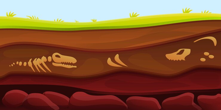 Vetor banner de conceito de solo de dinossauro antigo ilustração de desenho animado de conceito de vetor de solo de dinosauro antigo banner para design web