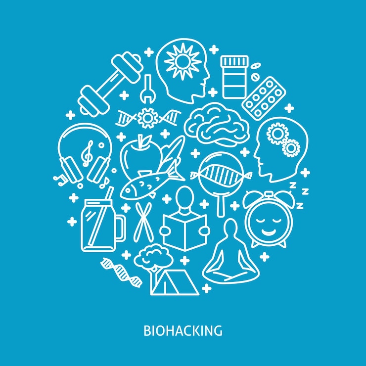 Vetor banner de conceito redondo de biohacking