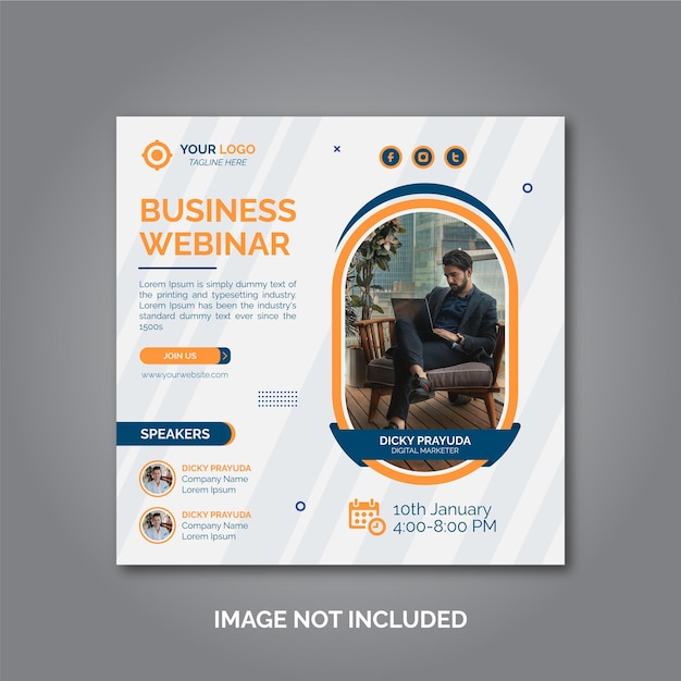 Banner de conferência de webinar de negócios de marketing digital