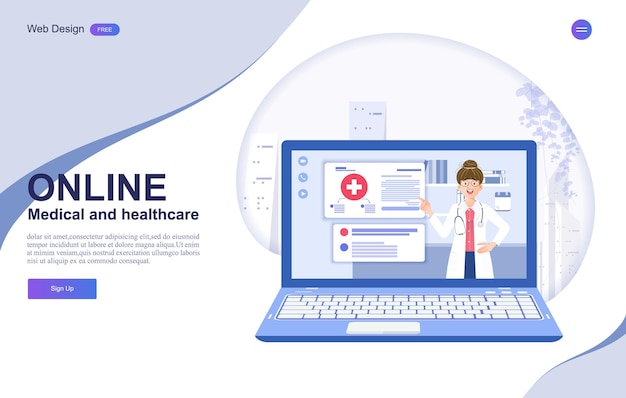 Banner de consulta online médica e de saúde