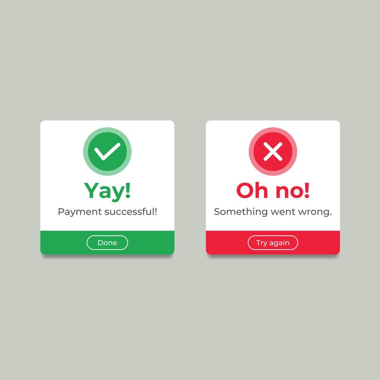 Vetor banner de consulta verde positivo e quadro de tela em branco negativo vermelho para sucesso e erro
