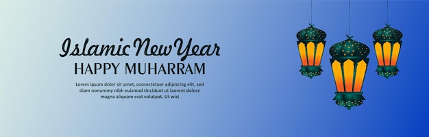 Banner de convite feliz muharram islâmico de ano novo