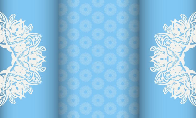 Banner de cor azul com ornamento branco vintage para desenho sob seu texto