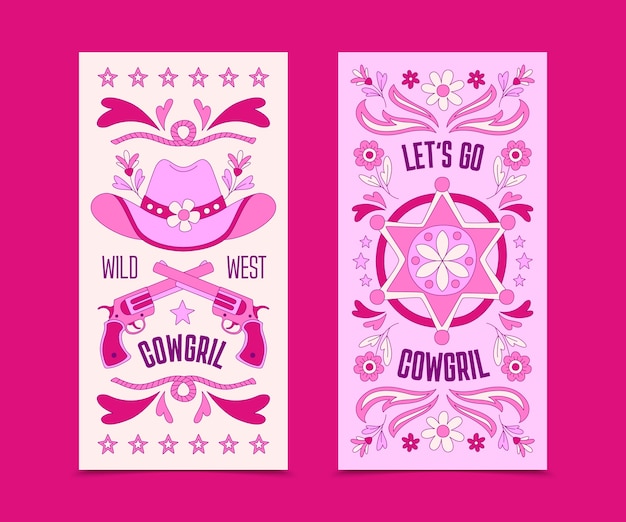 Vetor banner de cowgirl em design plano.