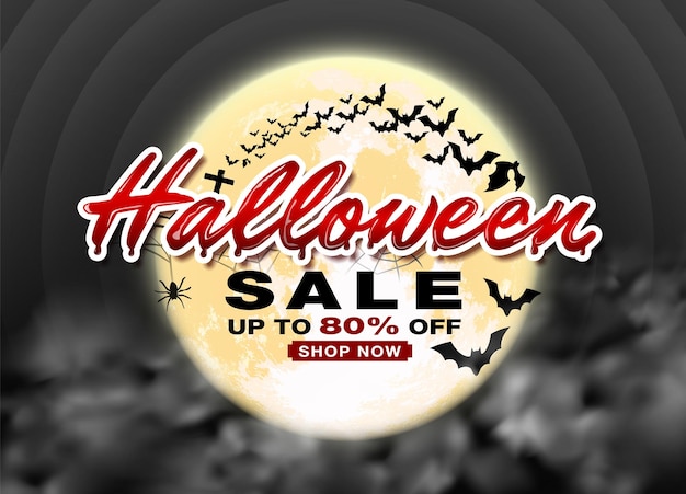 Vetor banner de desconto banner de promoção de pôster de halloween on-line marketing de compras on-line.