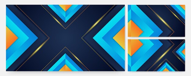 Banner de design abstrato colorido laranja em forma de shimer azul