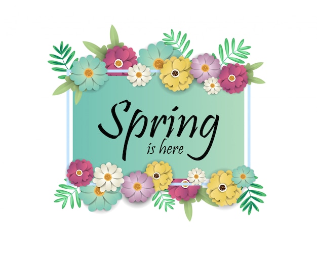 Banner de design com primavera é aqui logo