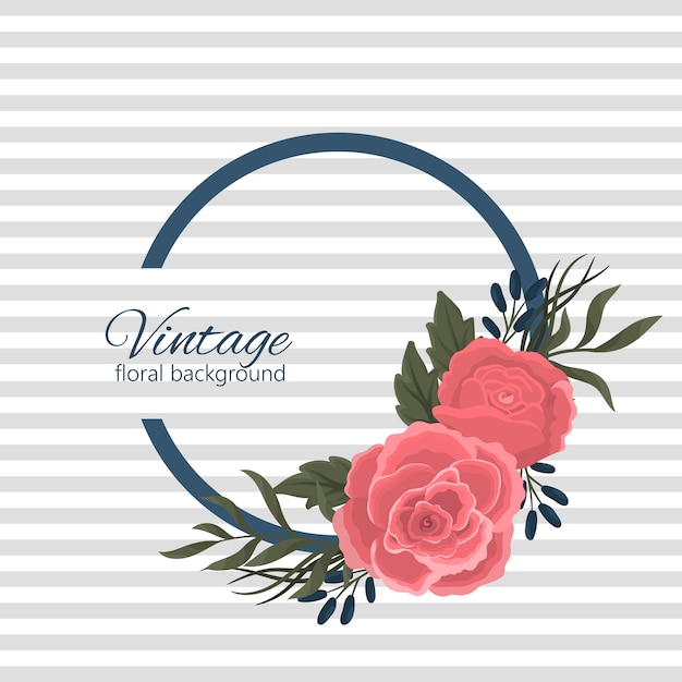 Banner de design com rosas vermelhas e flores azuis