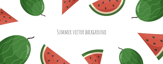 Banner de design de fundo de verão colorido com melancias