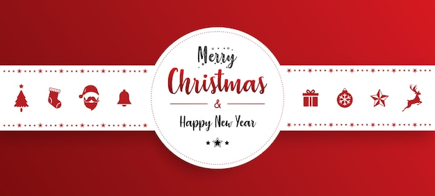 Banner de enfeite de Natal com fundo vermelho