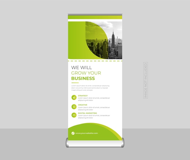 Vetor banner de enrolar corporativo ou banner de suporte ou banner x e modelo de design de sinalização vetor premium