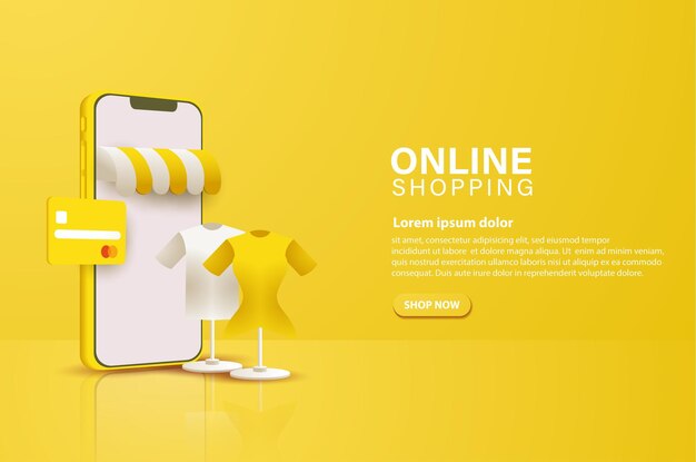 banner de facilidade de compra em uma loja online a qualquer hora e em qualquer lugar