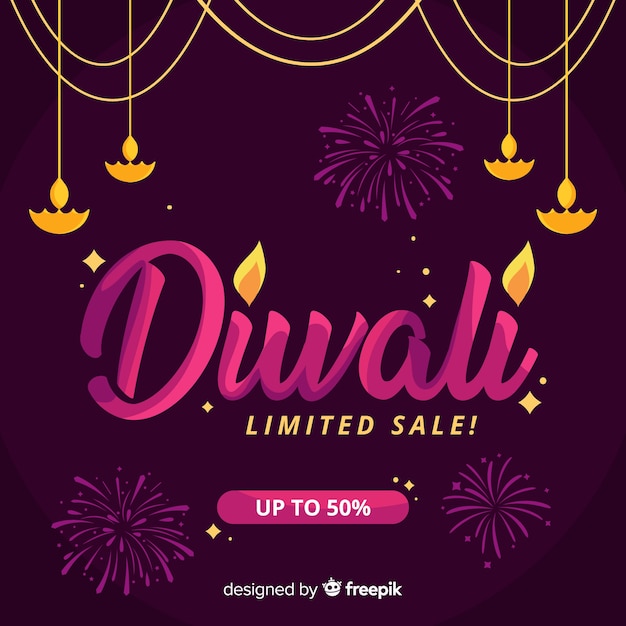 Vetor banner de férias de venda limitada diwali