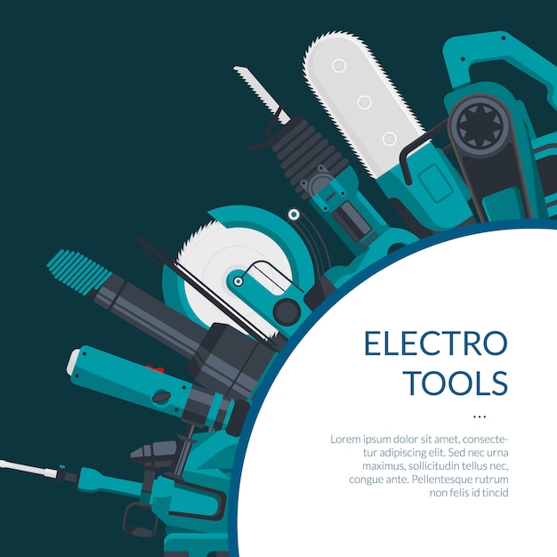 Vetor banner de ferramentas de construção elétrica