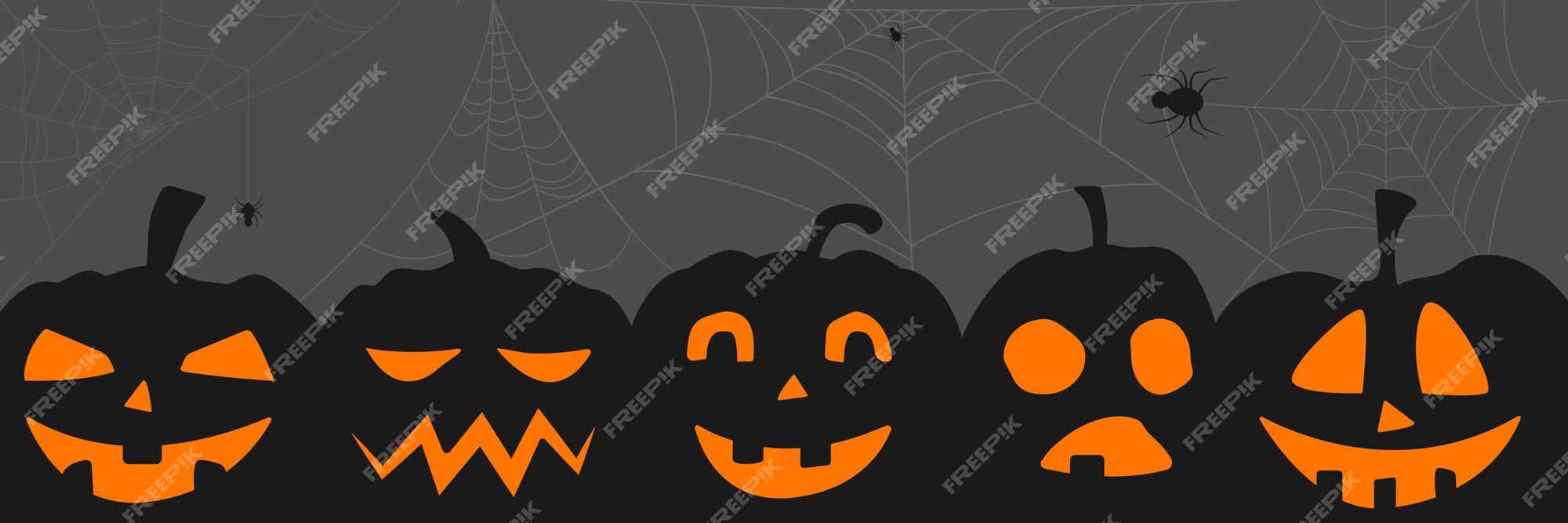 Cara assustadora de abóbora de halloween ou modelo de design de banner  fantasma