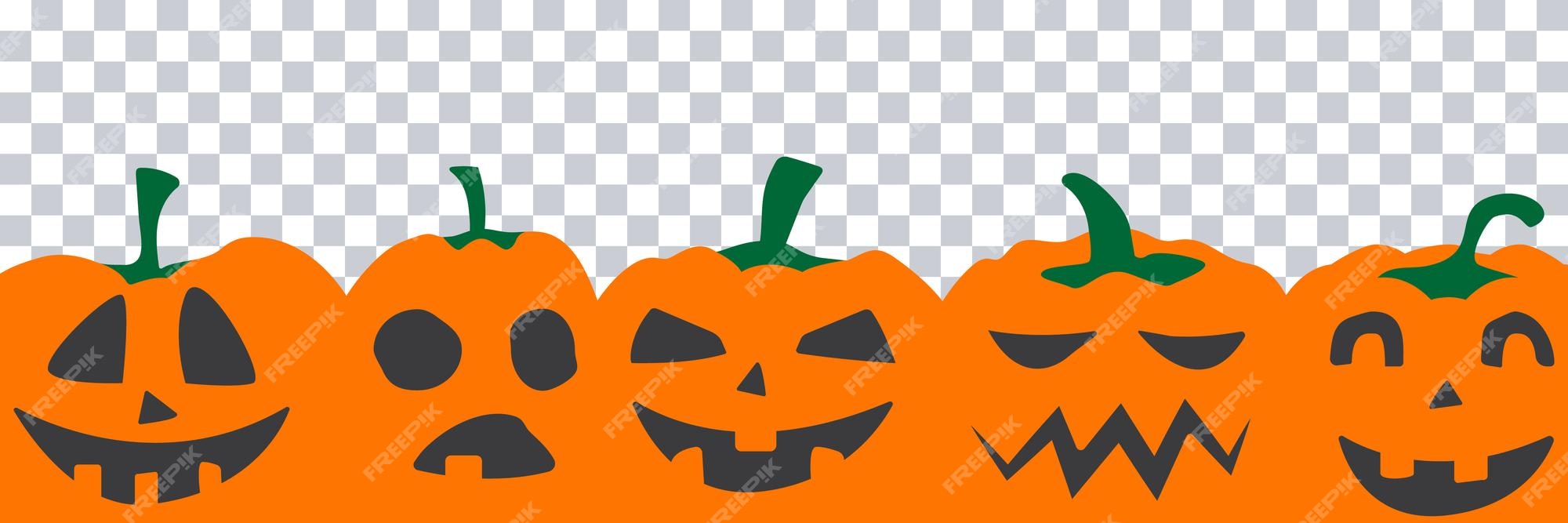 Banner de festa de halloween com cara de abóbora assustadora preta ou  amarela isolada em png ou espaço de fundo transparente para ilustração em  vetor de pôster de site de modelo de