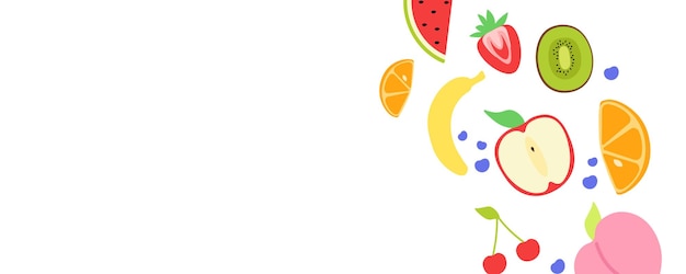 Banner de fundo de frutas Ilustração vetorial de estilo plano