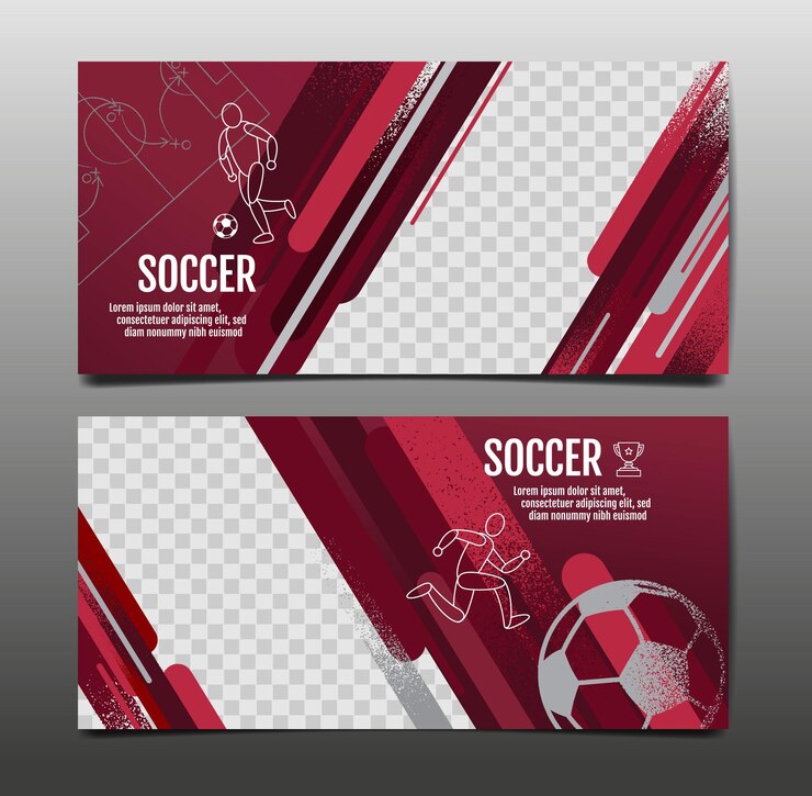 Vetor banner de futebol de torneio de futebol design de layout de esporte