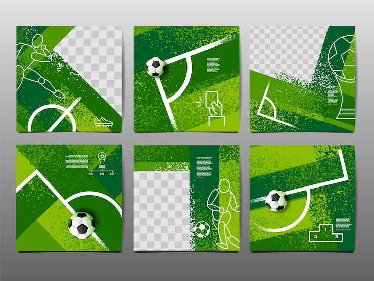 Vetor banner de futebolconjunto de modelos banner de fútbol quadrado desenho de layout esportivo vector modelo social