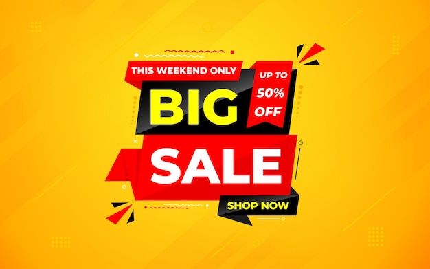 Banner de grandes vendas Design de etiqueta de preço de oferta especial Design de etiquette de festival de desconto de produto