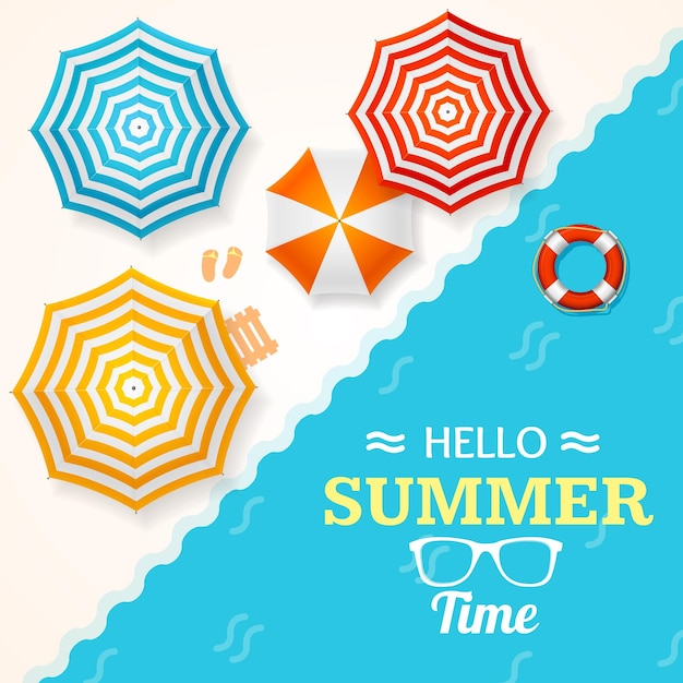 Banner de horário de verão com um vetor de guarda-chuva de praia