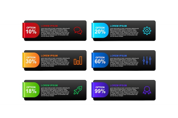 Banner de infográfico 3d com modelo de design de opções