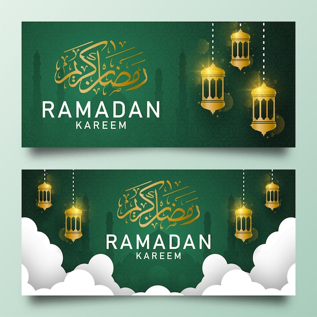 Banner de kareem do ramadã com lanterna