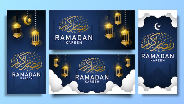 Banner de kareem do ramadã com lanterna