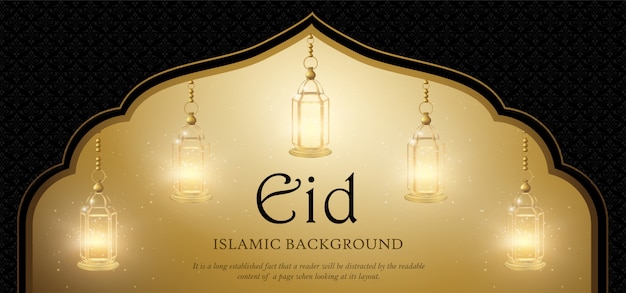 Banner de luxo real de eid mubarak