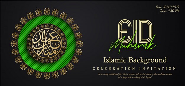 Banner de luxo real verde eid mubarak