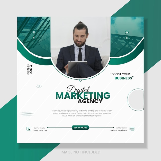 Banner de marketing de negócios digitais para modelo de postagem de mídia social