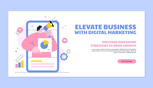 Banner de marketing digital plano