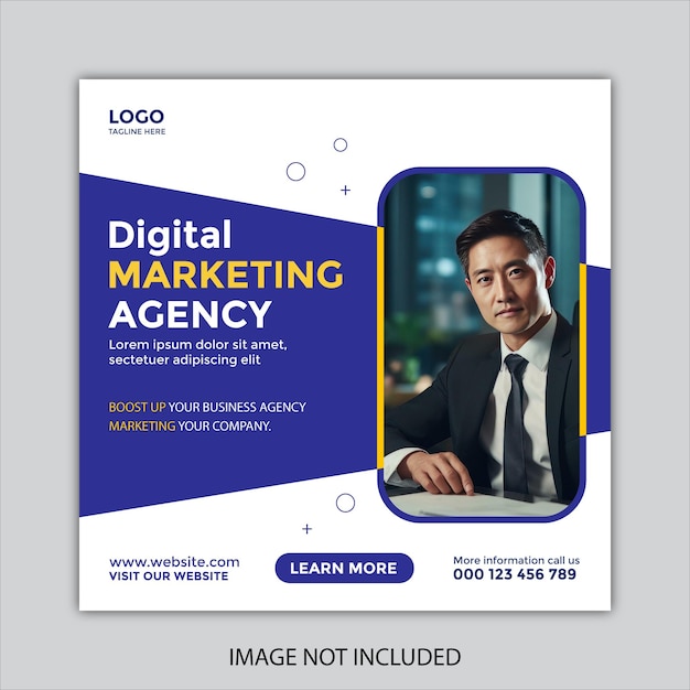 Banner de marketing empresarial digital para modelo de postagem em mídia social