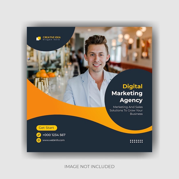 Banner de mídia social de marketing criativo e vetor premium de design de modelo de postagem no Instagram