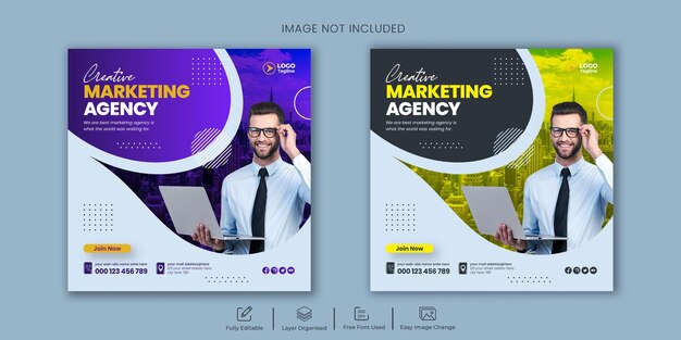 Banner de mídia social de marketing de negócios digitais ou modelo de postagem do Instagram
